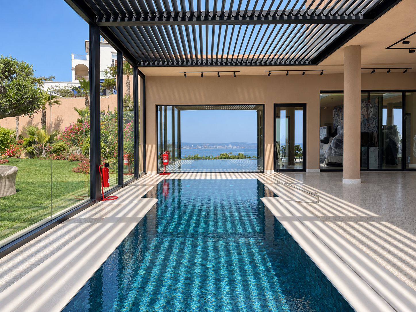 Piscine sous verrière